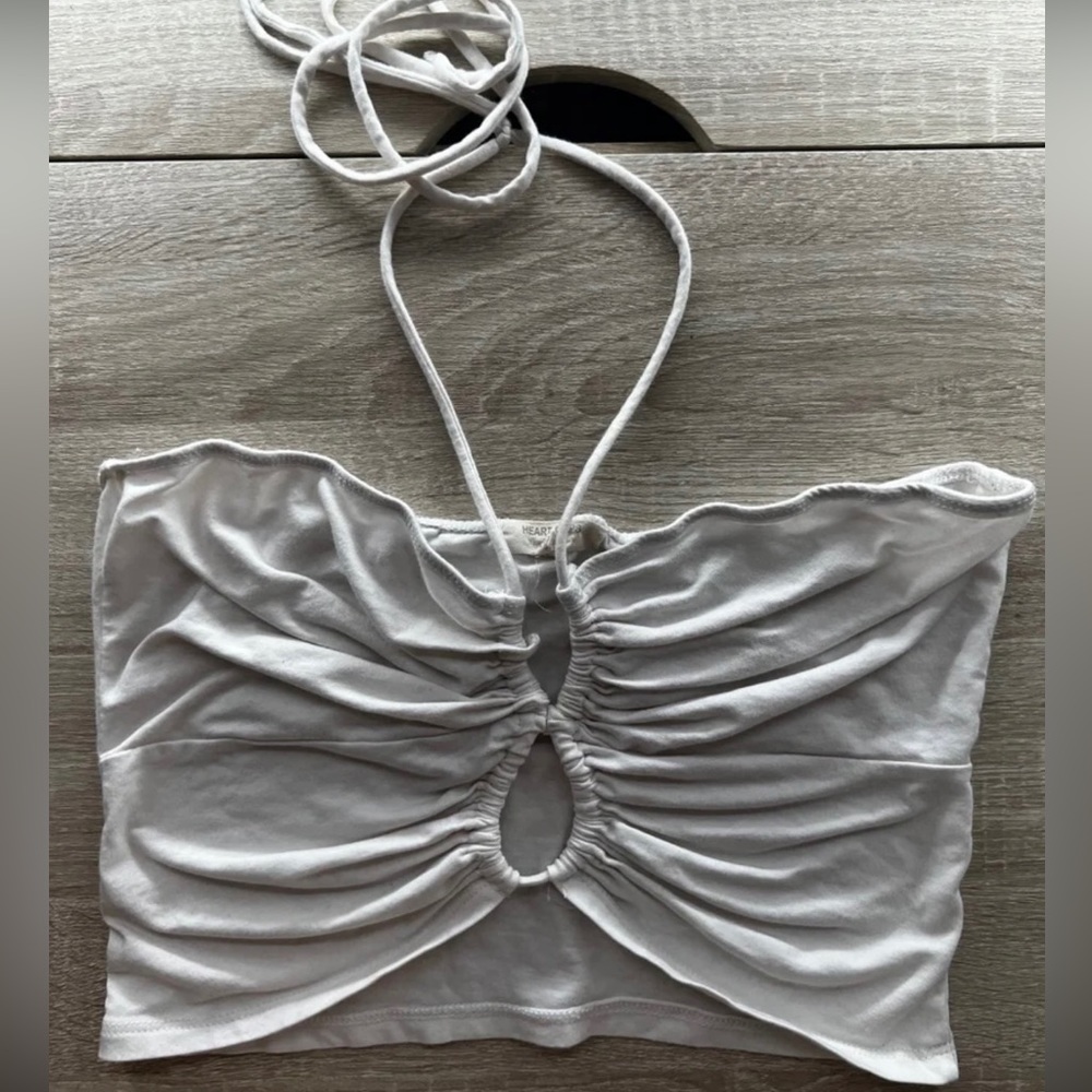 White halter crop top